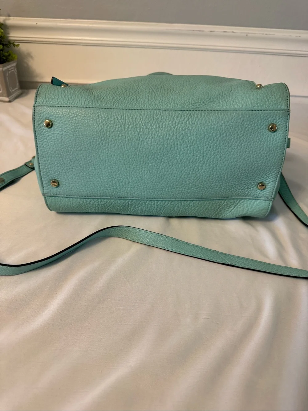 kate spade - Robins egg blue pebble leather shoulder bag with detachable strap